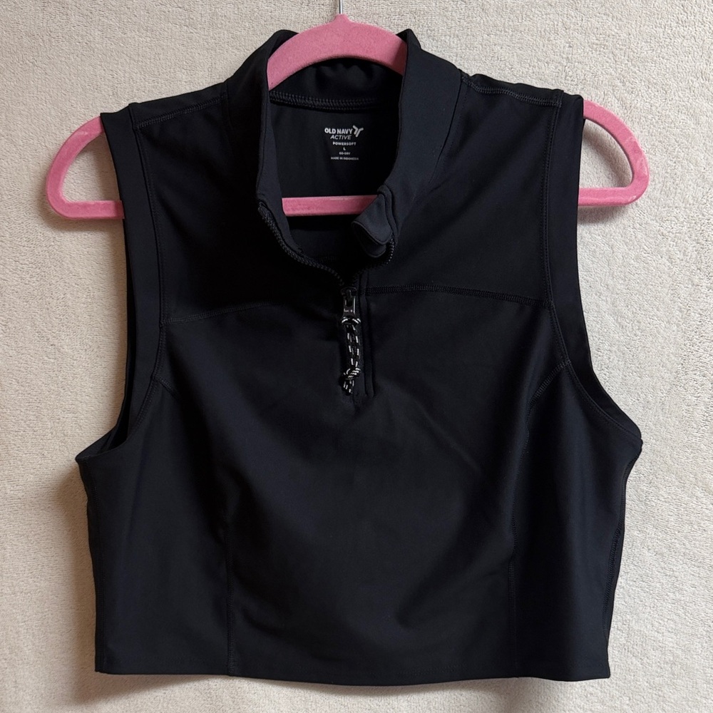 Old Navy Black Sleeveless Zip Mock Neck Tank Top